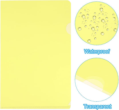 PATIKIL L Type Folders 50 Pack A4 Plastic File Project Pockets Clear Paper Document Jacket Sleeves for Office, Orange