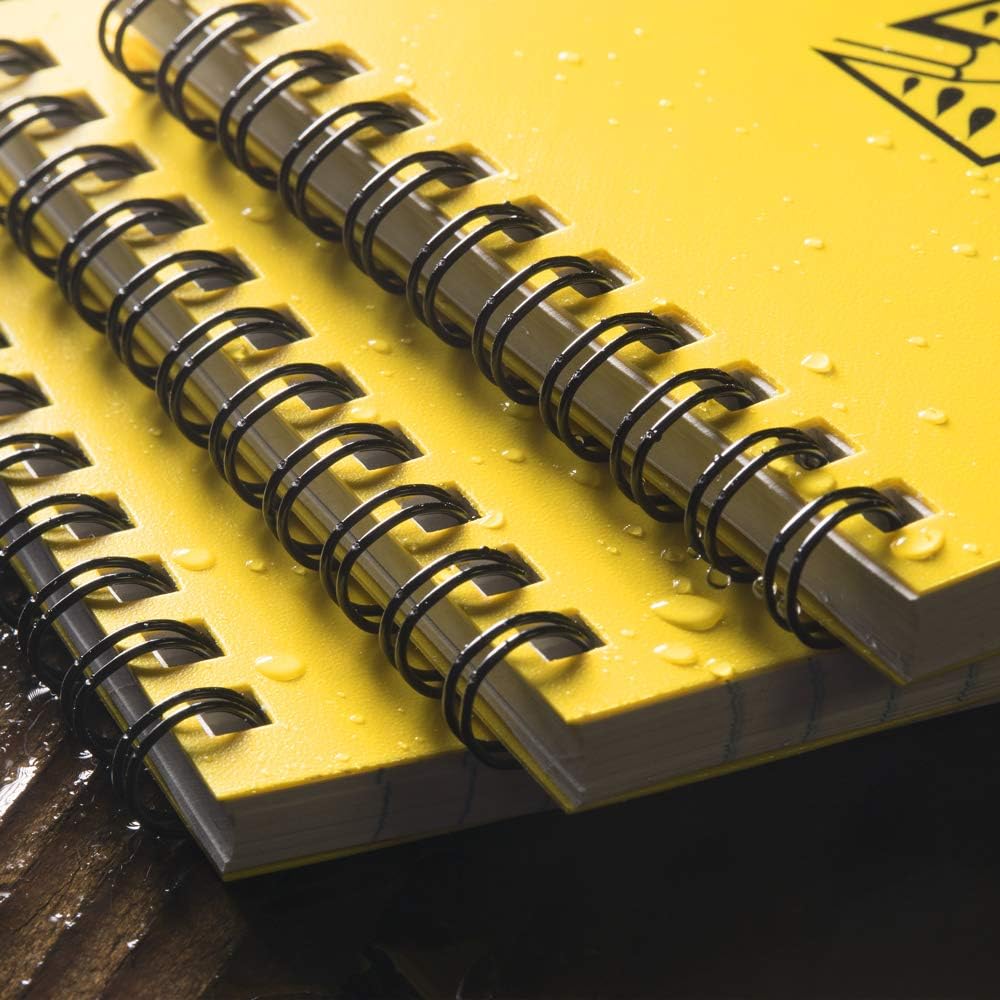 Rite in the Rain Weatherproof Top Spiral Notebook, 3" x 5", Black Cover, Universal Pattern, 3 Pack (No. 735-3X)