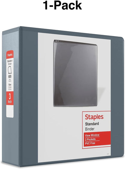 Staples Standard 2-Inch 3-Ring View Binder, Holds Up to 450 Sheets, Orange, Durable Binder for Office & School