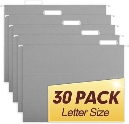 HERKKA Hanging File Folders, 30 Pack Reinforced Letter Size Hanging Folders, Designed for Bulky Files, Filing Cabinet, 1/5-Cut Adjustable Tabs (Blue)