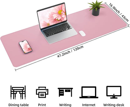 Large Desk Mat 47.2" x 17" Leather Desk Pad Protector with Natural Cork & PU Leather, Non-Slip Office Desk Mat, Large Mouse Pad, Waterproof Desk Blotter pad for Office&Home(Black)