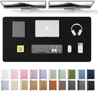 YSAGi Leather Desk Pad Protector, Office Desk Mat, Large Mouse Pad, Non-Slip PU Leather Desk Blotter, Waterproof Laptop Desk Writing Pad for Office and Home (23.6" x 13.8", Eggshell) - Colors B