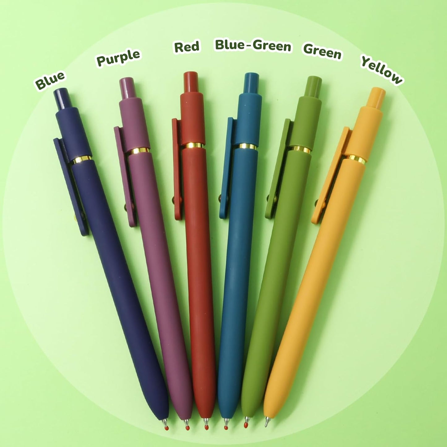 UIXJODO Gel Pens, 5 Pcs 0.5mm Black Ink Pens Fine Point Smooth Writing Pens with Silicone Grip, High-End Series Metal Clip Retractable Pens for Journaling Note Taking (Vintage)
