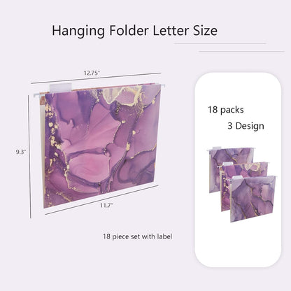 6 Pack Hanging Folder File Cabinet Organizer Letter Size 1/5 Cut Adjustable Label Decoration Home Office School Classroom, Green