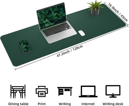 Large Desk Mat 47.2" x 17" Leather Desk Pad Protector with Natural Cork & PU Leather, Non-Slip Office Desk Mat, Large Mouse Pad, Waterproof Desk Blotter pad for Office&Home(Black)
