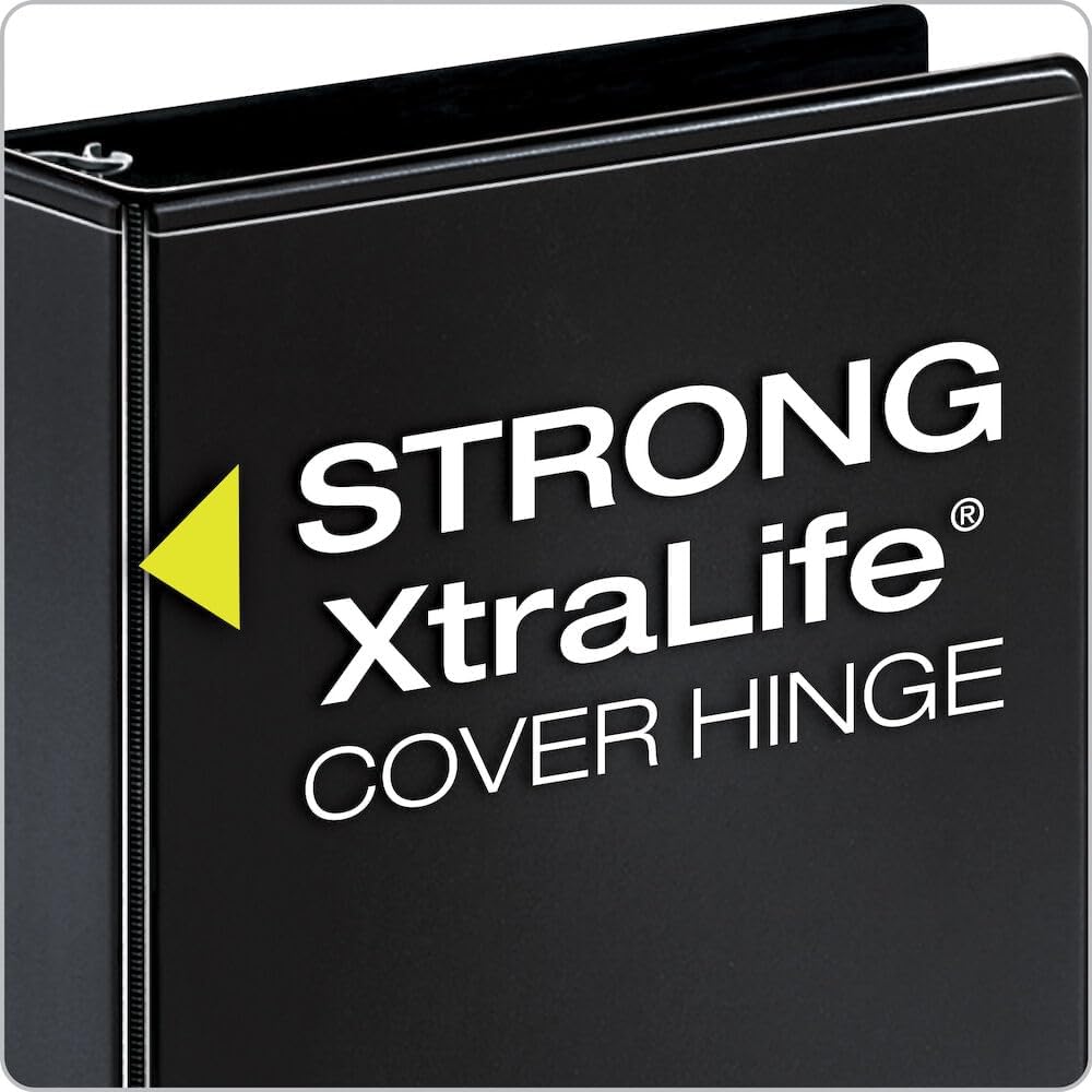 Cardinal Performer 3-Ring Binders, 2", Non-Locking Slant-D Rings, 540-Sheet Capacity, ClearVue Presentation, Non-stick, PVC-Free, Black, 4-Pack (27501)