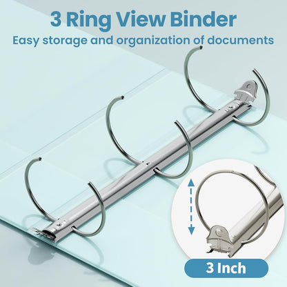 SUNEE 3 Ring Binder 3 Inch 1 Pack, Clear View Binder Three Ring PVC-Free (Fit 8.5x11 Inches) for School or Office Supplies, Pink