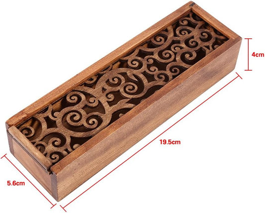 Joyzan Wooden Pen Box, Wood Pencil Storage Case Retro Stash Organizer Removable Cover Rectangular Ballpoint Pen Display Holder Gift Desktop Office Necklace Bracelet Jewelry Cosmetic