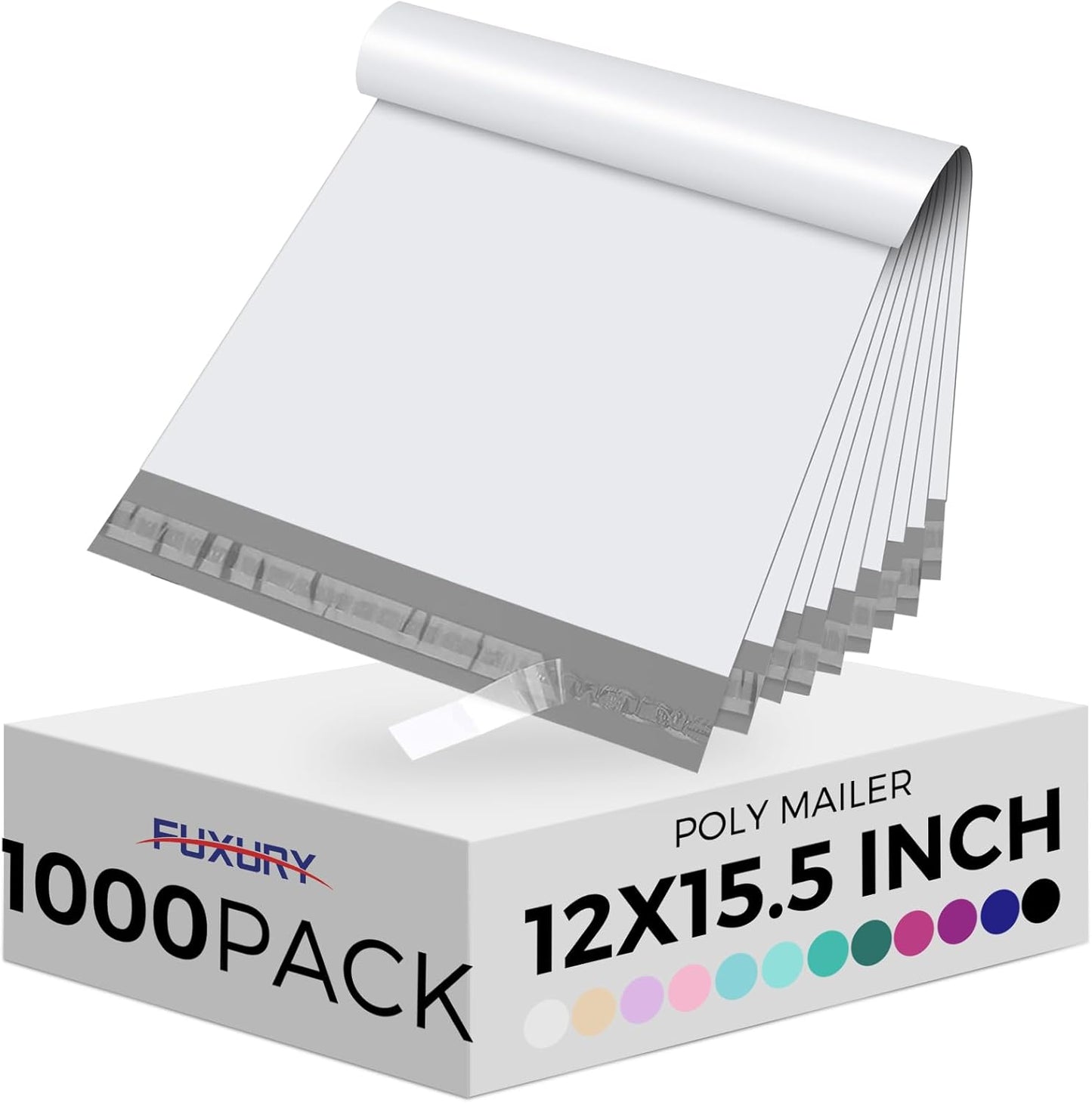 Fuxury Poly Mailers 10x13 Inch 100 Pack,Shipping Bags for Clothing,Strong Adhesive Mailing Envelopes,Heavy Duty Self Seal Plastic Postal Return Package Bags for Books Accessories Business,White