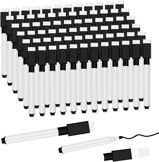 72 Pcs Black Magnetic Dry Erase Markers with Eraser Cap, White Board Mini Dry erase Markers Bulk, Fine Point Tip Student White Board Markers for Teachers Office School Supplies