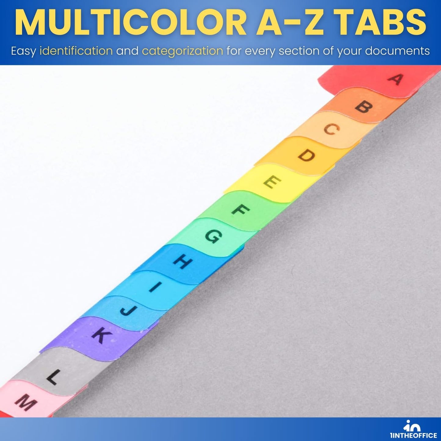 1InTheOffice Alphabetical Dividers for 3 Ring Binders, A-Z Tab Binder Dividers, Customizable Table of Contents, Multicolor Tabs, 2 Sets