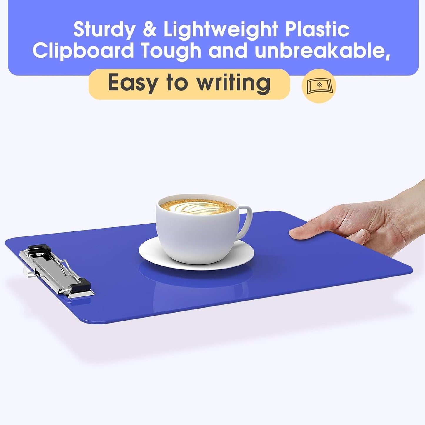 Plastic Clipboards 2 Pack, A4 Black Clip Board 8.5x11 for Classroom, Students, Kid, Woman, Size 9" x 12.5" with Low Profile Clip, Office & School Supply