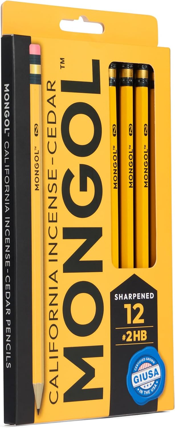 Mongol Classic Incense Cedar #2 Pencil - 12-Pack – Pre-sharpened, European Graphite Core, US Grown Cedar, Smudge Free Eraser – Nontoxic PMA Certified