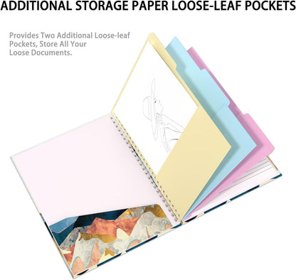 Rimilak Spiral Clipboards Folio with Refillable Lined Notepad, 14.5 x 9.8 In, Hardcover Cover with 5 Interior Pockets, Elastic Band and Pen Loop Series. Cute Stylish Clipfolio, Daisy Flower