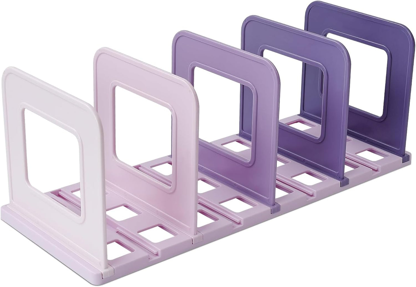 BAYTORY Gradient Desk File Holder, Vertical File Organizer with Adjustable Dividers, Desktop Book Organizer, Binder Shelf for Office Desk (4 Slots, Pink)