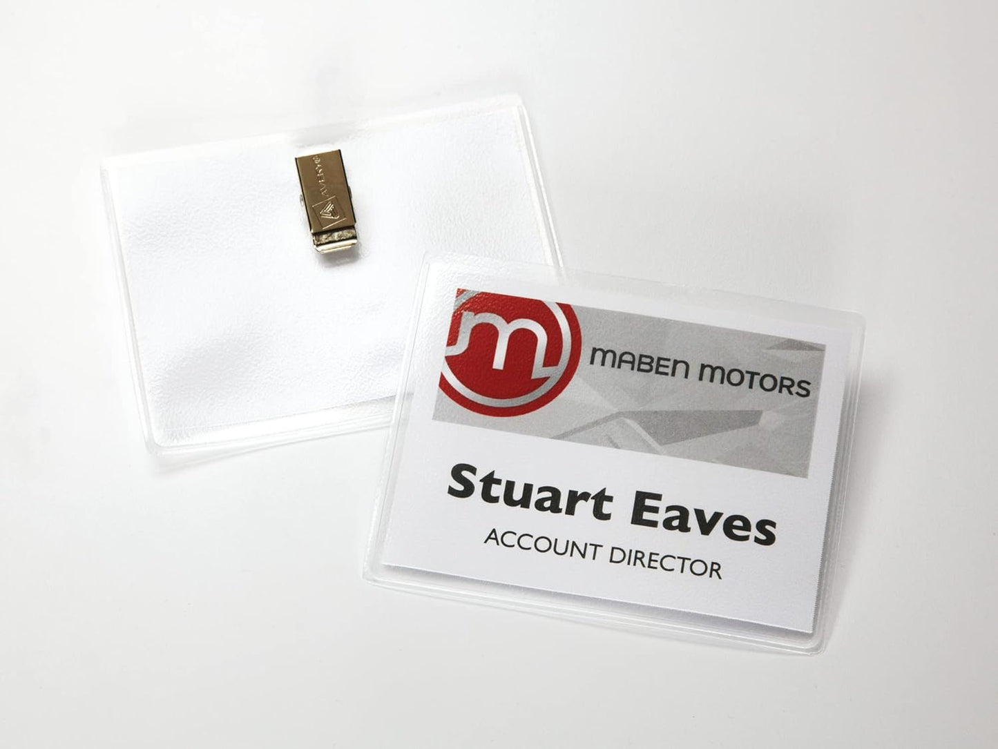 Avery Customizable Name Badges, Clip Style, 3" x 4", Clear Name Tag Holders, White Laser/Inkjet Printable Inserts, 100 Total (74541)