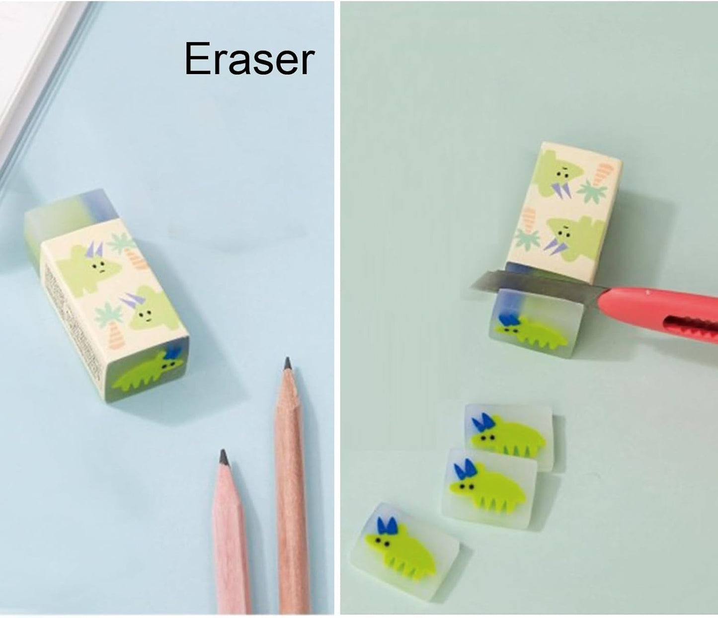 7 Pcs Cute Blue Stationery Set Kawaii School Supplies Office Supplies Including Ballpoint Pens Pencil Sharpener Highlighter Correction Tape Ruler Utility Knife (Blue)