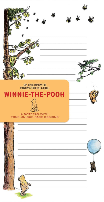 The Unemployed Philosophers Guild Winnie-The-Pooh Notepad- 65 Easy-Tear Paged Memo Desk Note Pad With 4 Alternating Page Designs, 8.25" x 4.25"