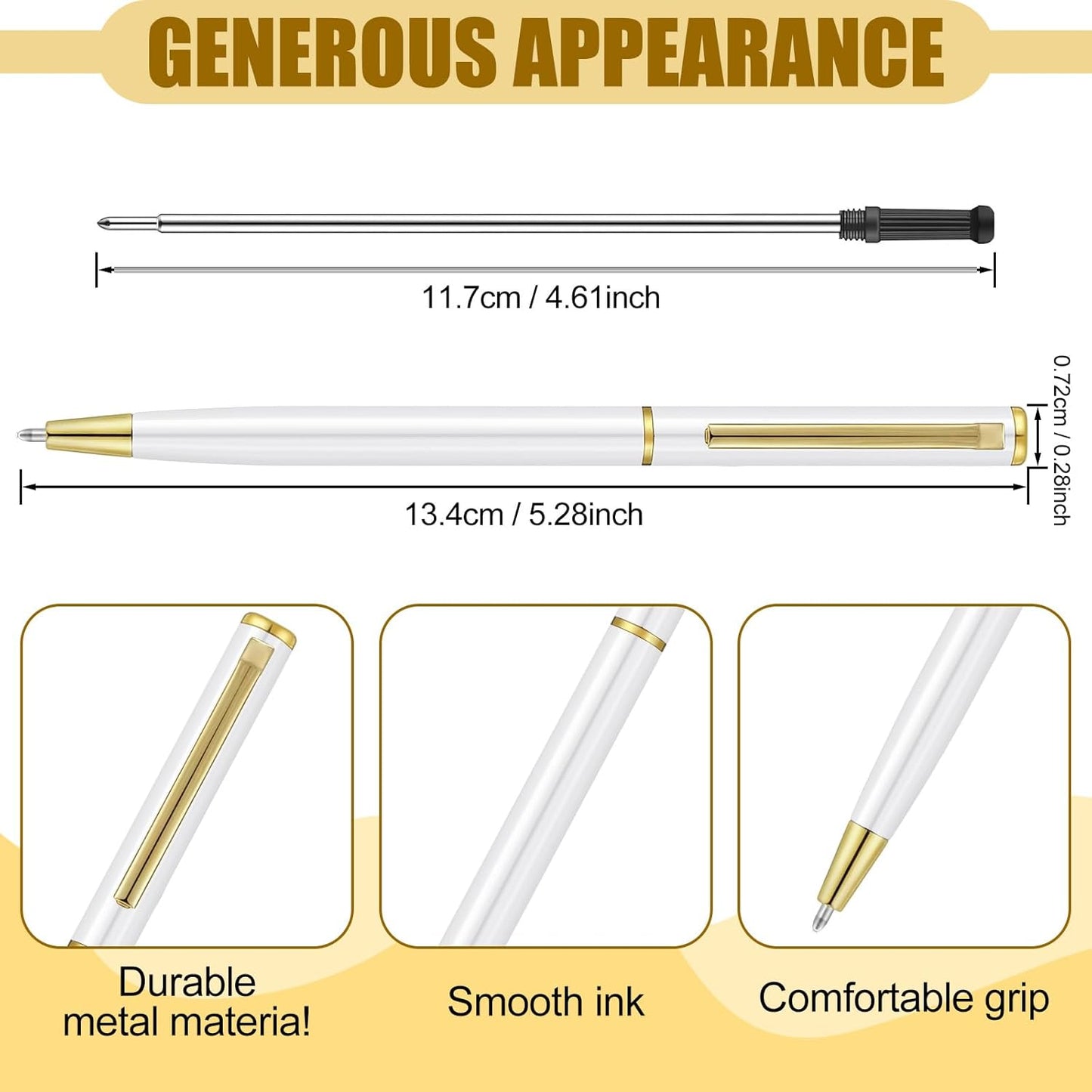 Zonon 240 Pcs Gold Metal Slim Ballpoint Pens Bulk Retractable Metallic Black Ink 1 mm Medium Point Smooth Writing Pens for Wedding Business Office Supplies Students Teachers Men Women Present