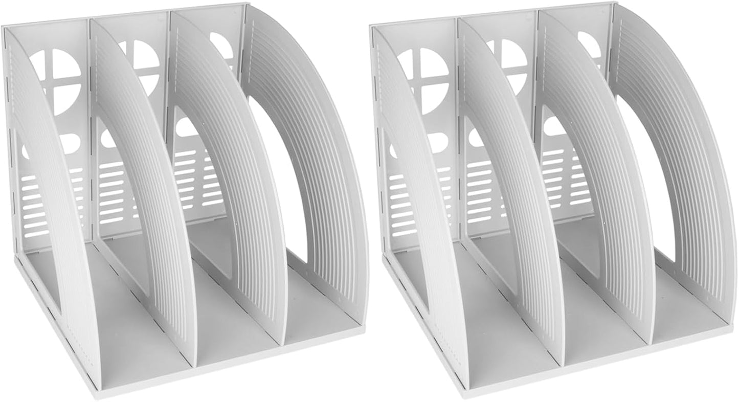 SAYEEC 2Pcs Magazine Holder Plastic File Sorter Binder Holder for Desk Folder Organizer Stand Book Shelf Dividers Vertical Filling Storage Rack Desktop Bookshelf Display Box for Office School (Black)