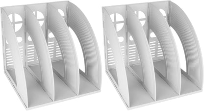 SAYEEC 2Pcs Magazine Holder Plastic File Sorter Binder Holder for Desk Folder Organizer Stand Book Shelf Dividers Vertical Filling Storage Rack Desktop Bookshelf Display Box for Office School (Black)
