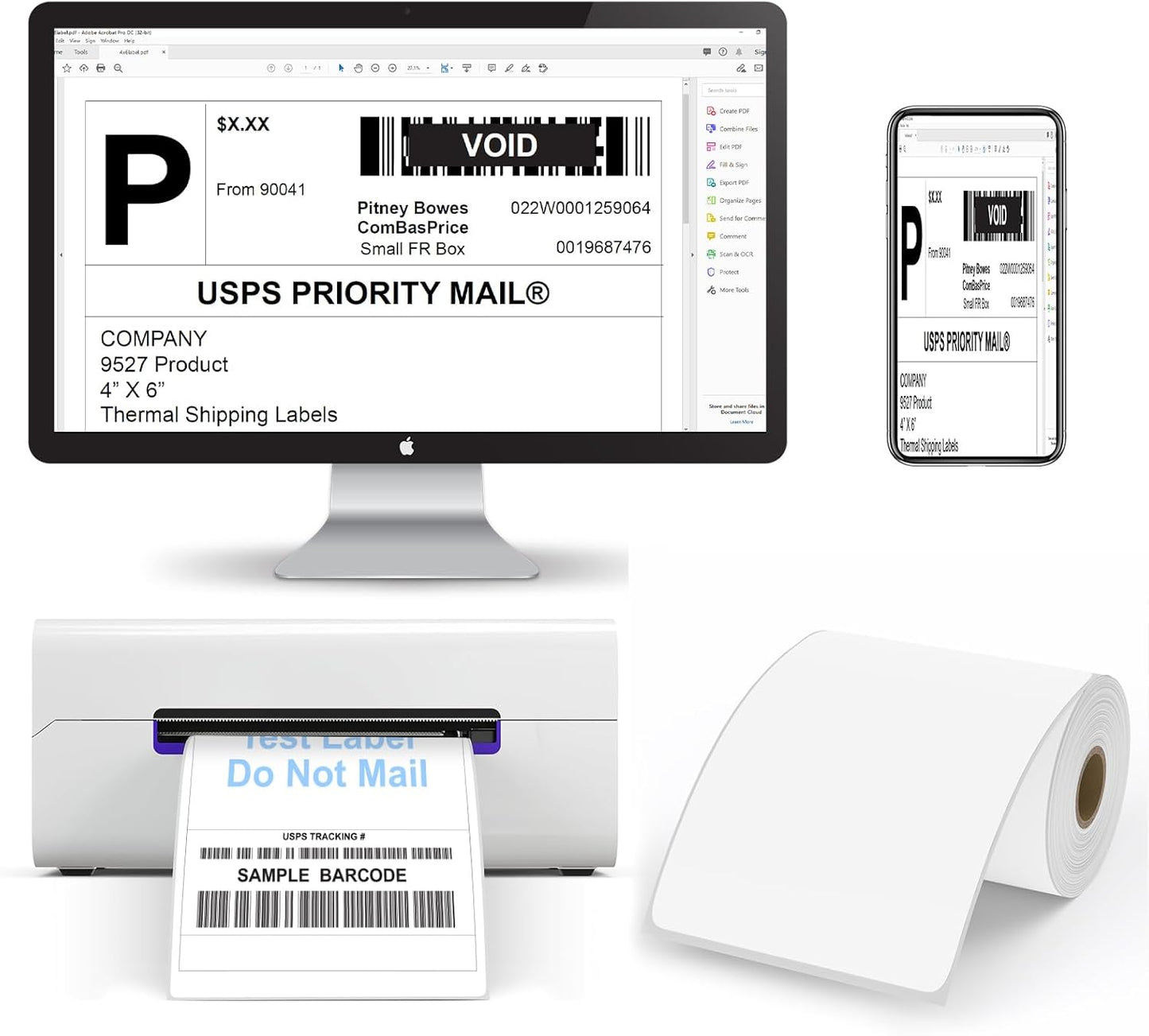 9527 Product Fanfold 4 x 6 Direct Thermal Labels White Perforated Shipping Labels, 500pcs per Stack,1 Stack