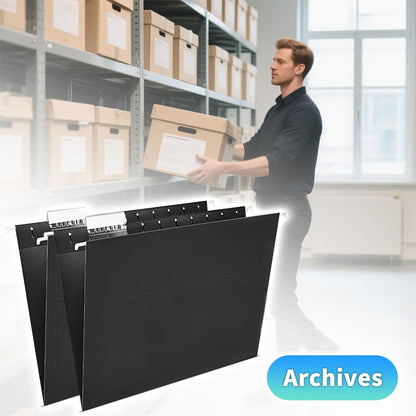 25-Pack Green Hanging File Folders, Letter Size (8.5" x 11") with 1/5-Cut Tabs,Includes 35 Transparent Label Cards & 50 Sticker Labels for Home & Office Organization