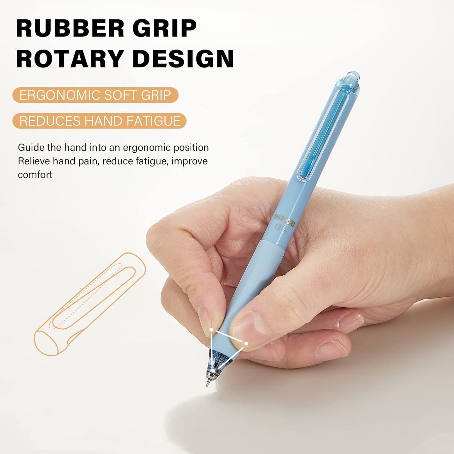 ParKoo Gel Pens Quick Dry Ink Fine Point 0.5mm, Retractable Rolling Ball 6 Black/6 Blue Ink Pen, Click Silent Pens Set for Journaling Notetaking Drawing Sketching Smooth Writing Non Bleed 12pcs