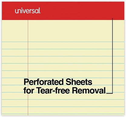 Universal 40000 Perforated Edge Writing Pad, Legal/Margin Rule, Legal, Canary, 50 Sheet (Pack of 12)