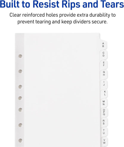 Avery A-Z Mini Dividers for 3 Ring Binders, 12 Tabs per Set, 8.5" x 5.5", Pre-Printed Tabs, 4 Binder Divider Sets, Great for Organizing Notes, Projects, Schedules, and More (43131)