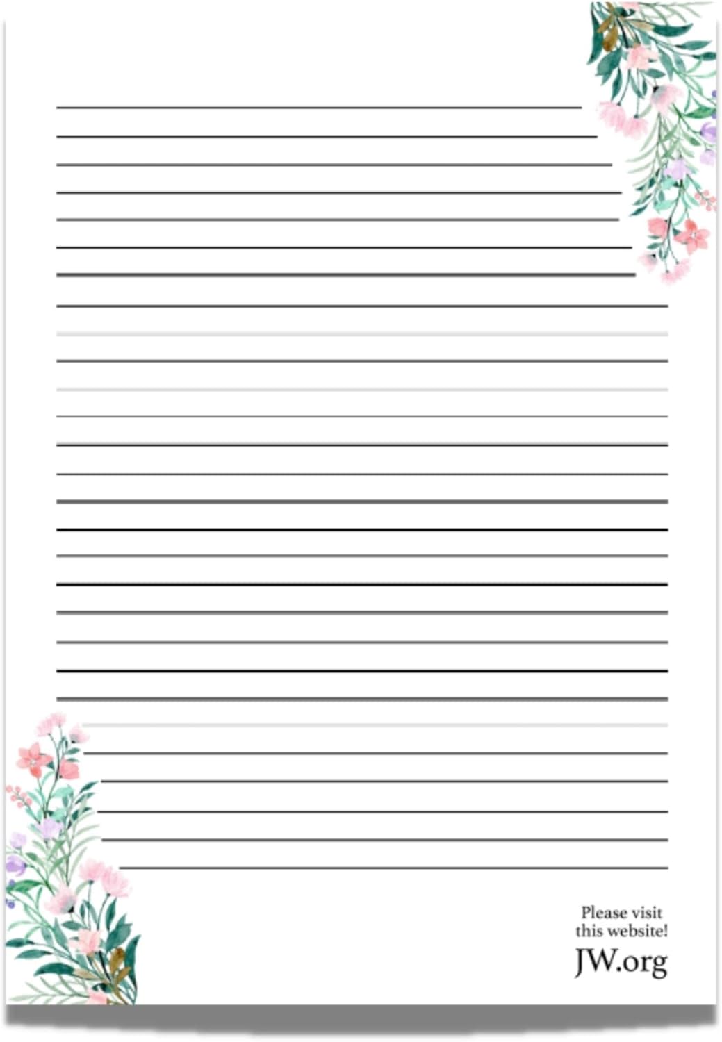 JW Letter Writing A4 Pad Stationery Paper Lined Gift Notepad Writing Sheets (Pink Rose)