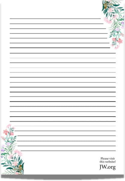 JW Letter Writing A4 Pad Stationery Paper Lined Gift Notepad Writing Sheets (Pink Rose)