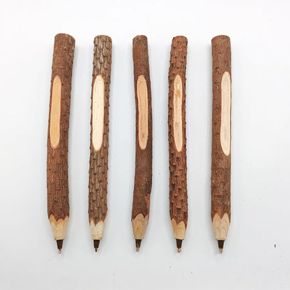 SKKSTATIONERY 12 Pcs Natural Wooden Pencils Wood Tree Branch, 5" Long Twig Hand Made Pencils for School Party Supplies Novelty Gifts