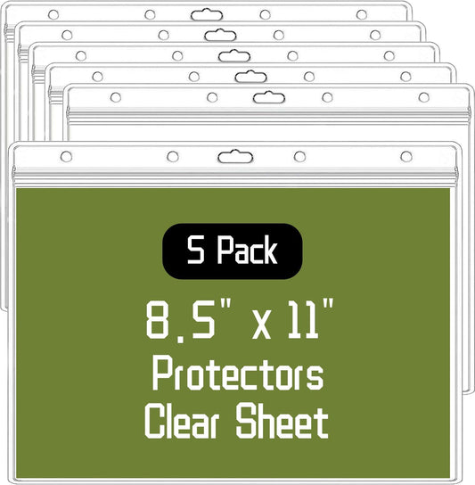 10 Pack Sheet Protectors，8.5" x 11" Waterproof Resealable Zip Wall Sign Holder Page Protectors Clear Photo Plastic Sleeves, Duty Work Pocket Hanging Sheet Protectors (Horizontal, 10 Pack)
