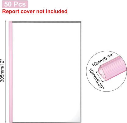 PATIKIL 50Pcs Binding Bars, 10x10mm Binding Bars Slide Grip 70 Sheets Capacity A4 Size Report Binder Presentation Binder for Study Office Report Cover Resume, Transparent Red