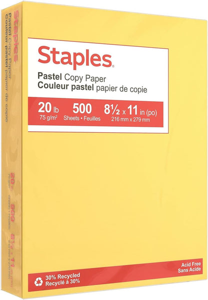 Staples Pastel Colored Copy Paper 8 1/2-Inch x 11-Inch Pink 500/Ream, For Office, School & Home