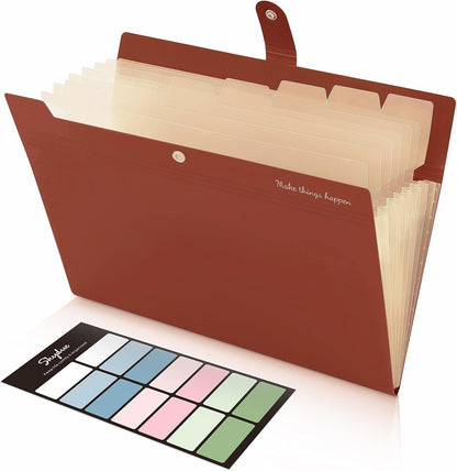 SKYDUE Expanding File Organizer with 8 Pockets, Accordion File Folders with Labels, Portable Document Paper Bill Receipt Organizer, Home College School Office Supplies, Letter Size, Blue