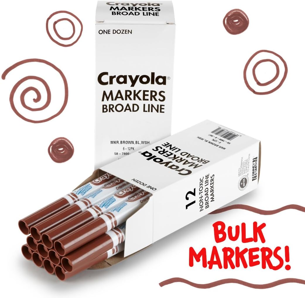 Crayola Washable Markers for Kids - Black (12ct), Bulk Broad Line Markers for School, Classroom Essentials, Teacher Classroom Must Haves for Elementary School