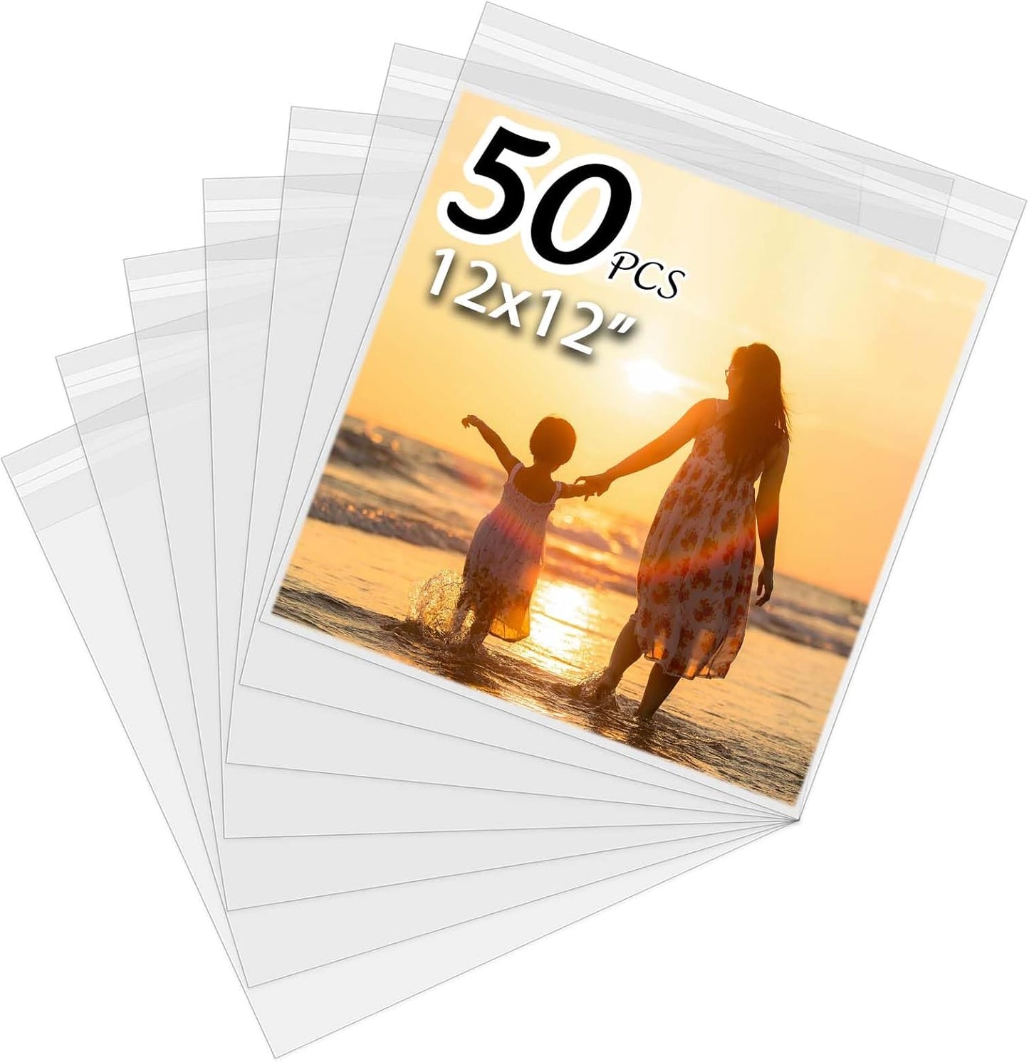 50 Pack Acid-Free Crystal Clear Sleeves Storage Bags for 8.5x11 Art Prints/Pictures/Photos/Framing Mat Mattes (Bag Size: 9"x11 3/7")