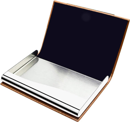 Padike Business Card Holder/ Case Professional PU Leather & Stainless Steel Multi Wallet Credit Card ID Case/Holder for Men & Women. (Black)