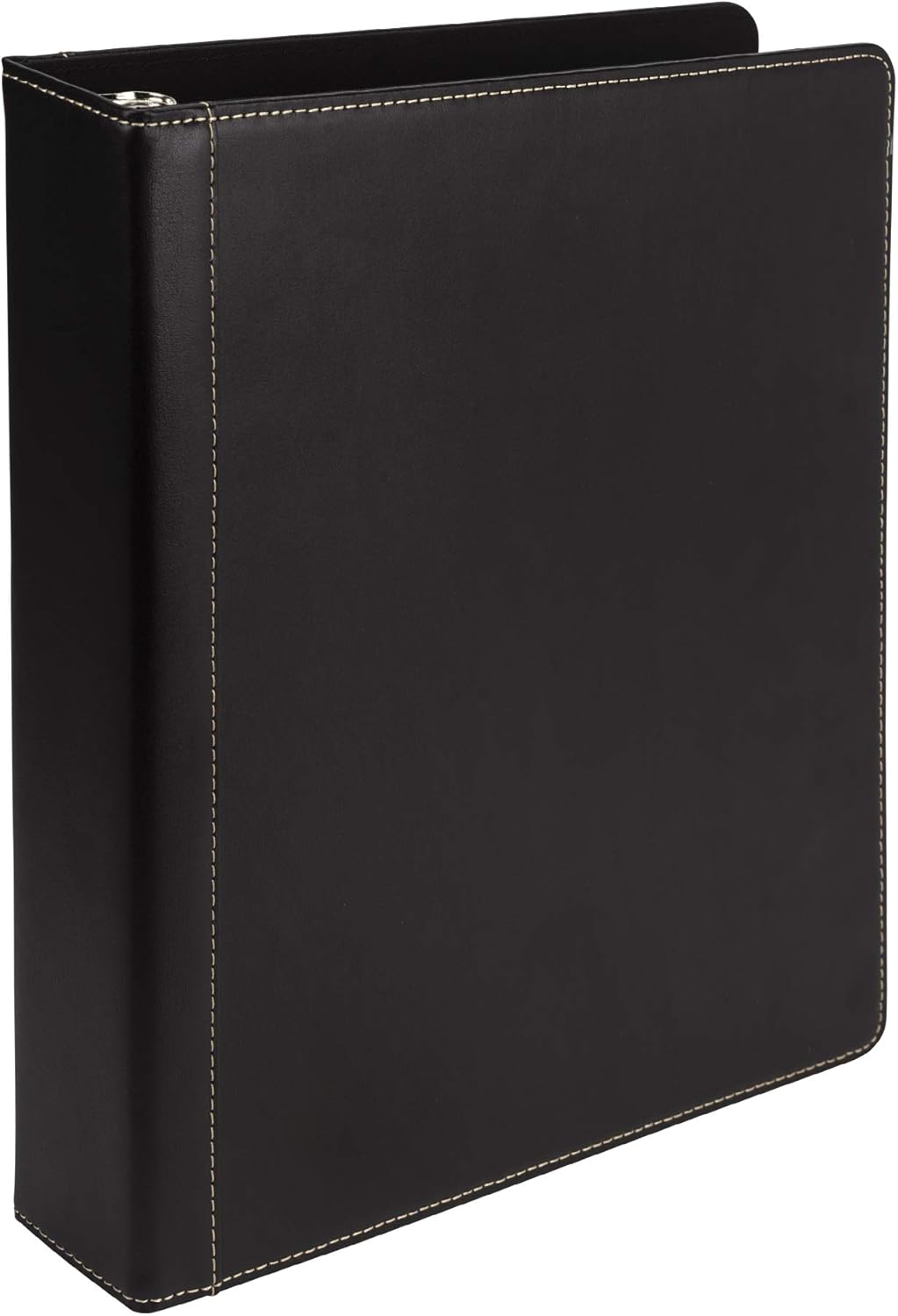 Samsill 1 Inch 3 Ring Binder, Leather, Black with Contrast Stitching, 8.5X 11 Inch, 3 Rings, Notebook Binder, Portfolio Organizer, Planner, Journal