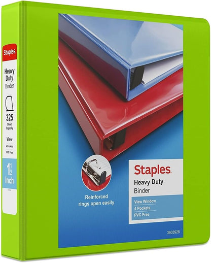 Staples Heavy-Duty 2-Inch D-Ring View Binder, Reinforced Spine, Holds Up to 450 Sheets, Gray, for Office & School