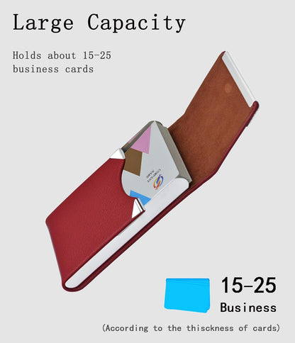 Business Card Holder with Ultra Slim Design,Business Card Case with Premium PU Leather,Suit Pocket Metal Card Holder for Women/Men,Professional Name Card Holder with Magnetic Shut (Black1)