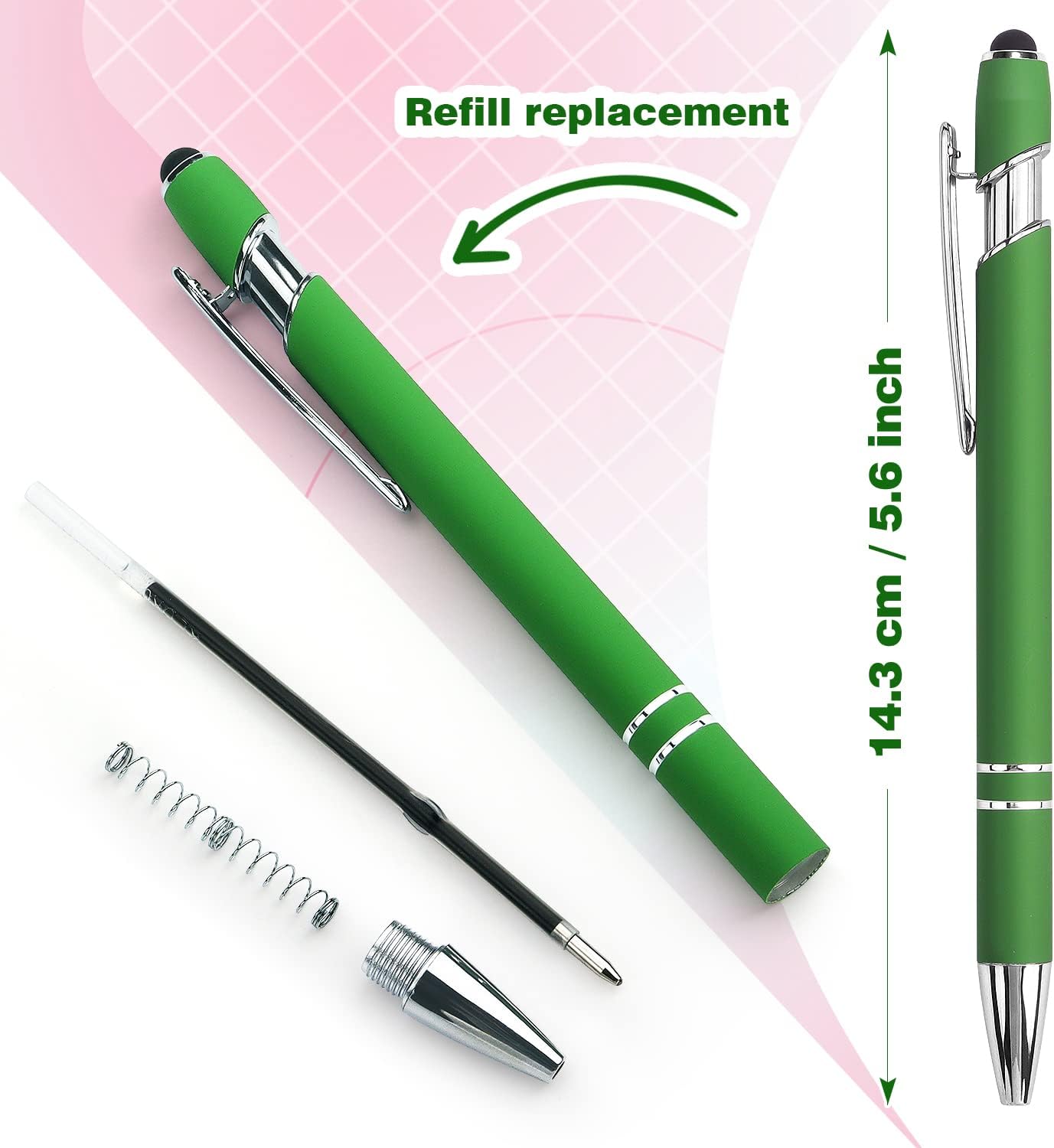 Bribobo 8 Pack Ballpoint Pen 2-in-1 Stylus Retractable Ballpoint Pen with Stylus tip, Metal Stylus Pen for Touch Screens, 1.0 mm Black Ink