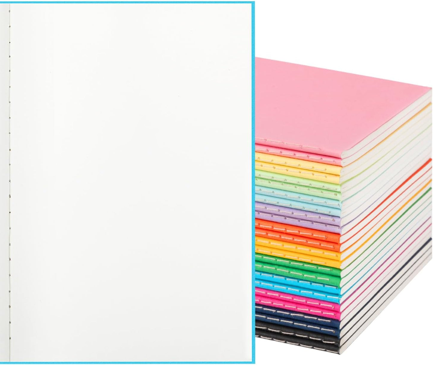 24 Pack Colorful Lined Notebooks for Writing, Journals Bulk, A5 Composition Books, 8.3x5.5 Inch, 60 Pages, 30 Sheets Sketchbooks for Office School Travel Supplies (Lined-24 pack, 12 Colors)
