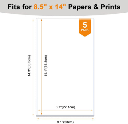 Ndsox 5 Pack 8.5" x 11" Rigid Print Protectors Clear Hard Plastic Sheet Protectors Top Loading for Birth Certificates, Documents, Posters, Photos, Meuns, Heavy Duty No-Hole Plastic Document Sleeves