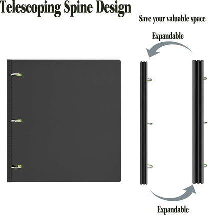 INFUN Telescoping 3 Ring Binder - 4PCS, Portable Plastic 3 Ring Binder with Telescoping Spine, Binders with Foldable Front Cover Holds 8.5"x11" Paper for School, Office, Homes