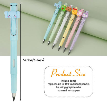 Ainiv Inkless Pencil with Eraser - 5 Sets Infinity Pencil, Reusable with Extra 5 Eraser & 5 Replaceable Nibs for Home, Office & School Writing, Drawing