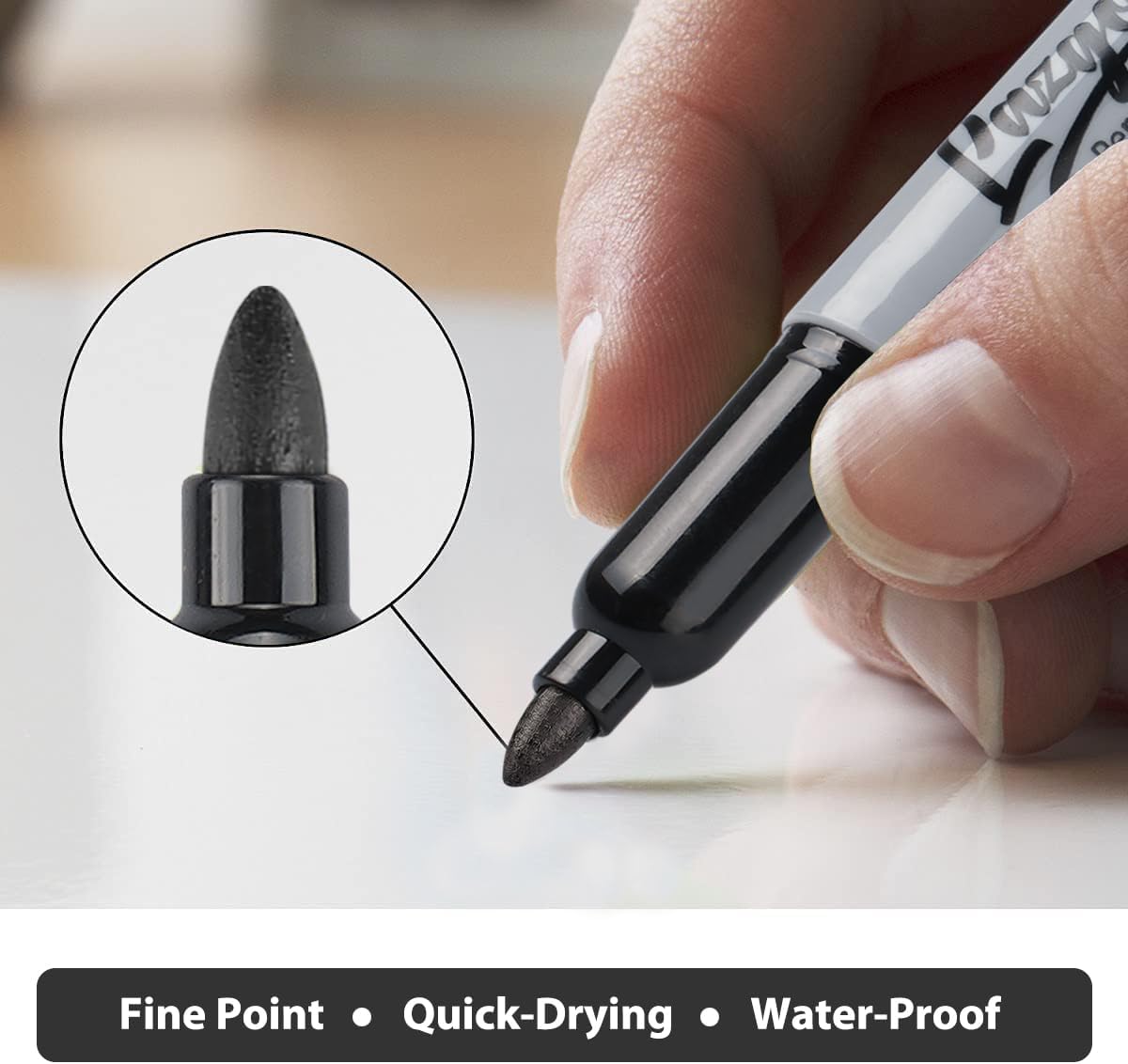 LAZGOL Permanent Markers Bulk, 120 Pack Fine Tip Black Permanent Markers, Waterproof Markers, Premium Smear Proof Pens, Quick Drying, Office Supplies for School, Office, Home