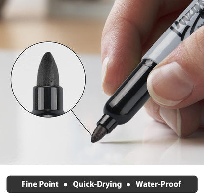 LAZGOL Permanent Markers Bulk, 120 Pack Fine Tip Black Permanent Markers, Waterproof Markers, Premium Smear Proof Pens, Quick Drying, Office Supplies for School, Office, Home